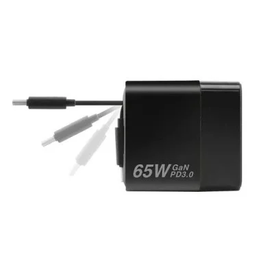 Xpower Gx65B 3 In 1 65W Gan Pd Desktop Charger 2 Port Type-C Cable - Black